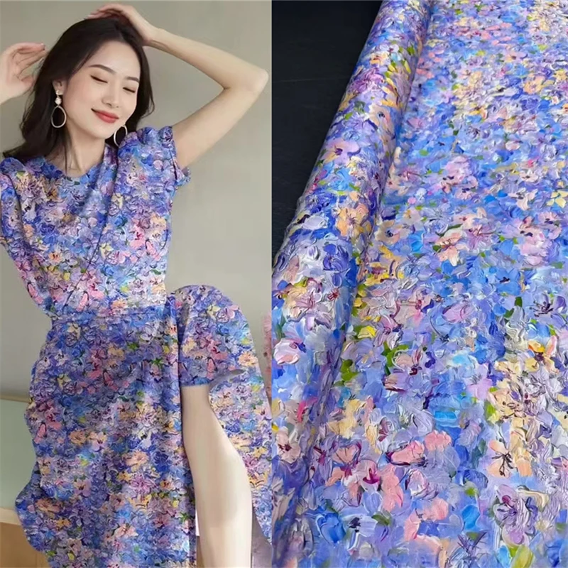 

Hokkaido летний фиолетовый цветочный принт 19momi Double Joe модельер одежды материал высокое качество DIY платье шелковая ткань