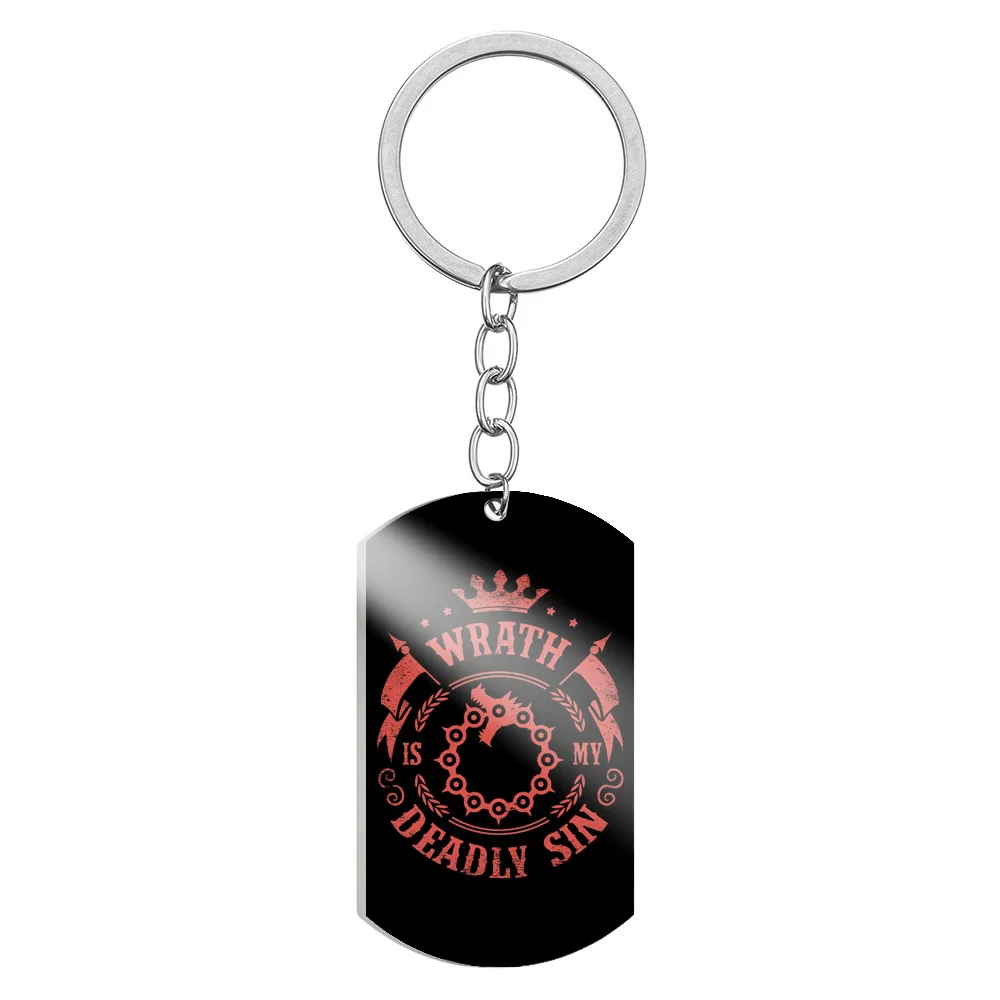 Fashion Vintage Charm Anime The Seven Deadly Sins Keychain Meliodas Elizabeth Liones Alloy Keyring Holder Gift for Men Car Key