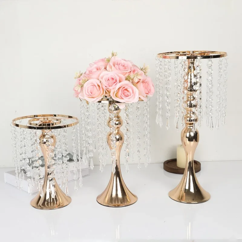 Boutique Galvanized Metal Flower Stand Outdoor Wedding Table Centerpiece Ornament Fake Vase Gold Flower Ornament