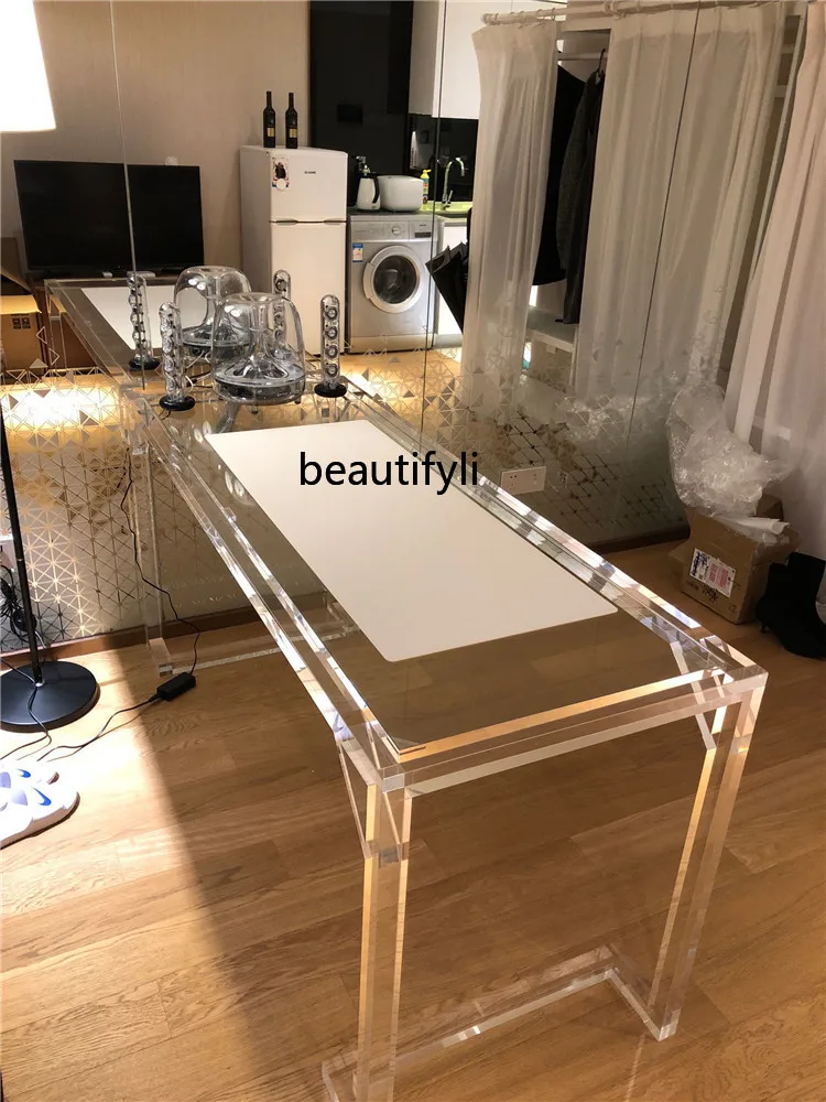 Acrylic Desk Fully Transparent Bedroom Writing Desk Modern Computer Desk Simple Organic Glass Dressing Table