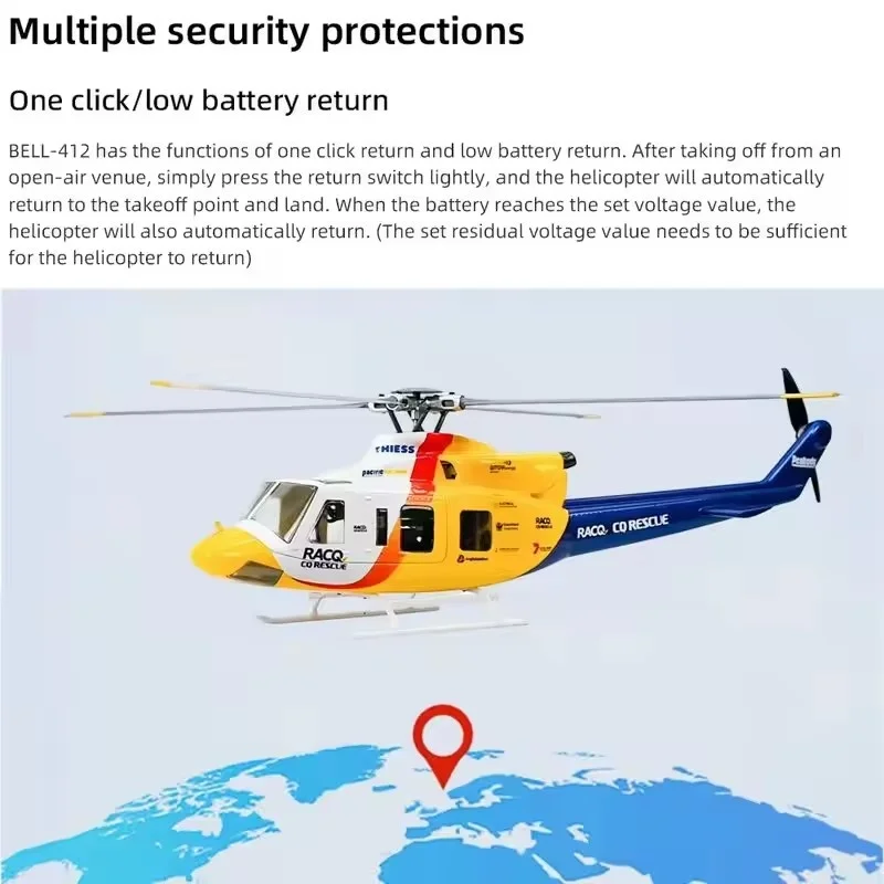 Bell-412 Remote Control Realistic Helicopter 470-Level Six-Channel Model H1 Upgrade Ace Flight Control Gps Positioning Toy Gifts