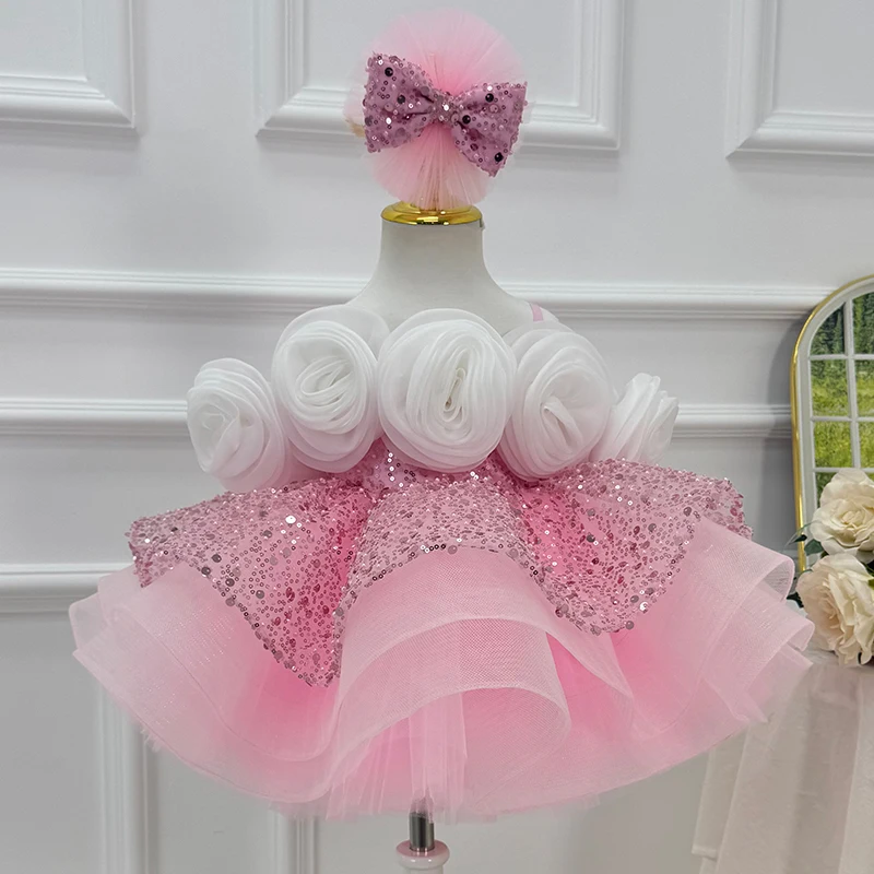 KLFLGD Baby gorgeous show dress one shoulder sequins Pageant competition dress girl dress evening dress suitable baby girl skirt