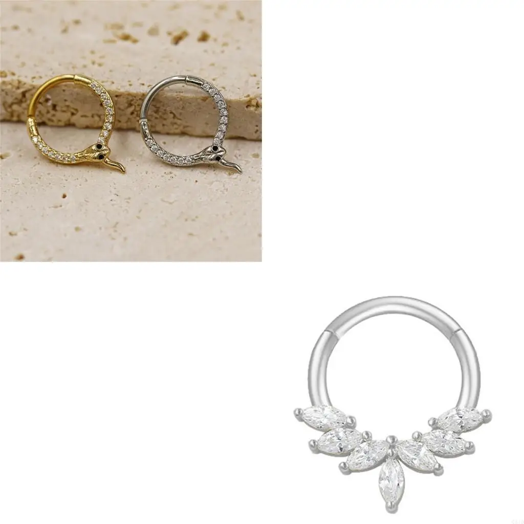 

Модное хрустальное кольцо для пирсинга носа серебряного цвета, ювелирные изделия с перегородкой, аксессуар из нержавеющей стали