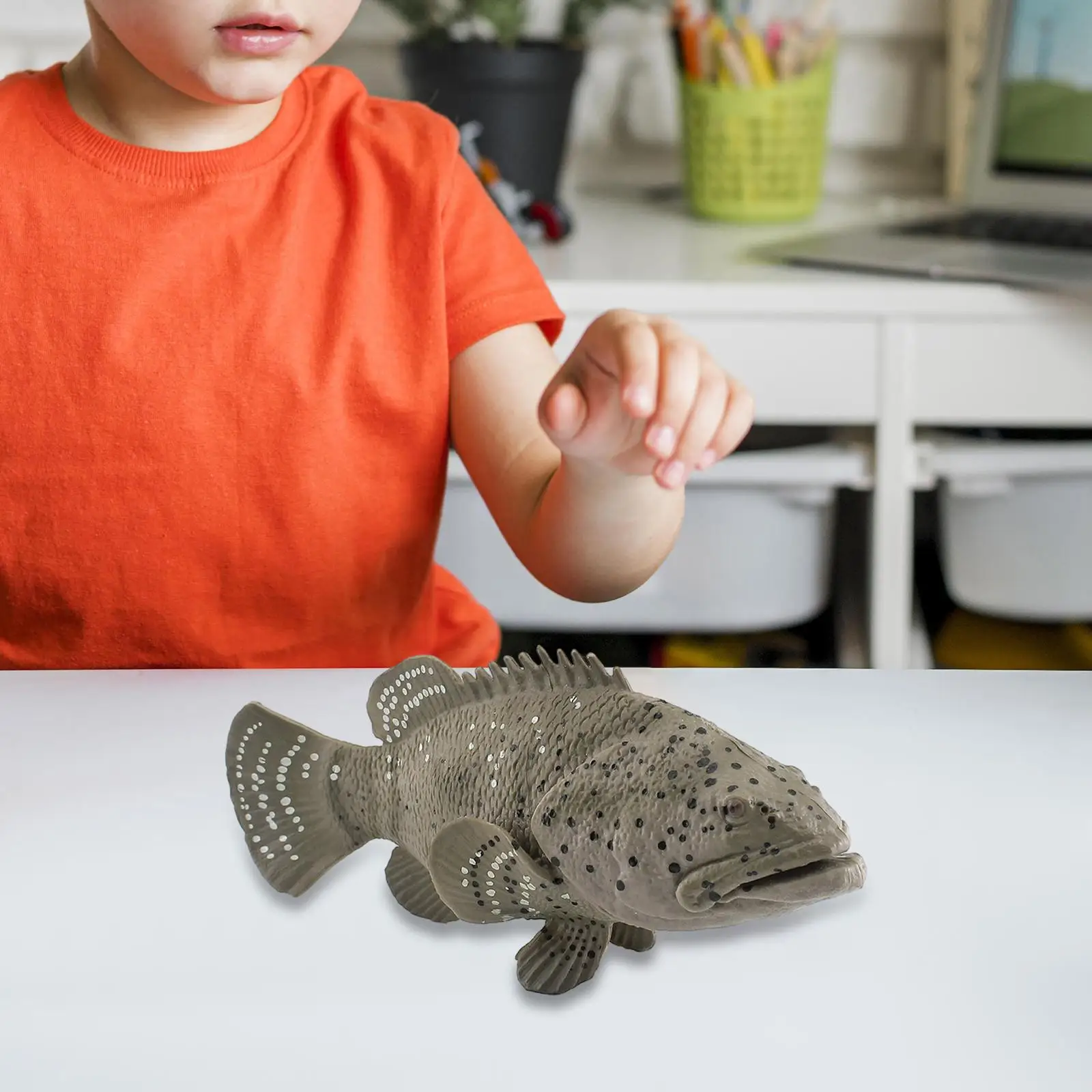 Realistic Marine Grouper Fish Figurine for Boys Girls Educational Toy for Shape Color Recognition Preschool Activity Birthday