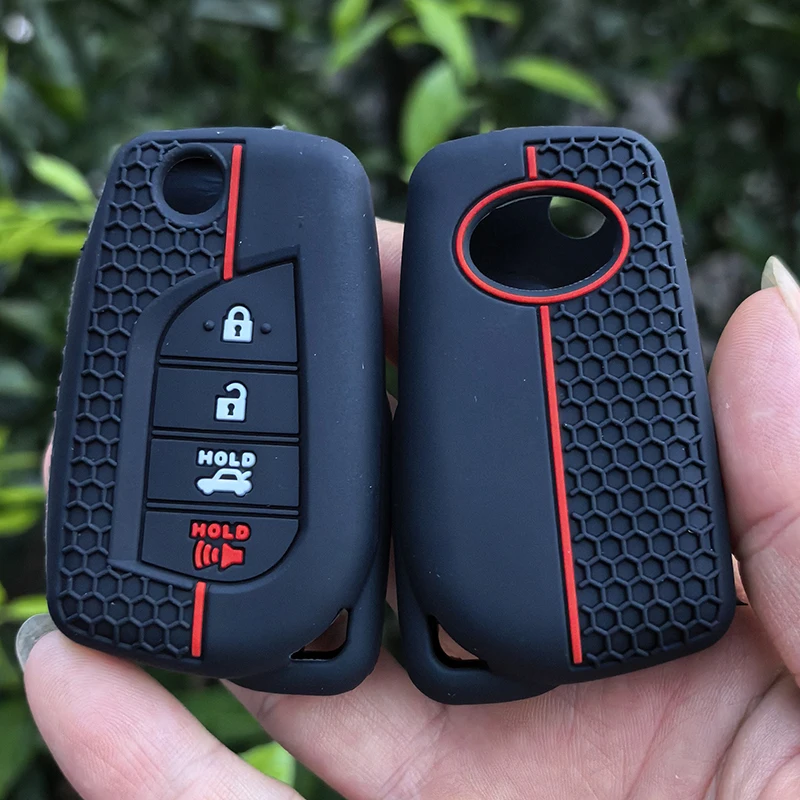 Für Toyota Camry 70 Aygo X Cross Yaris Prius Verso C-HR Clicker Corolla Rav4 Silikon-Schlüsselhülle für Fernbedienung Autoschlüssel