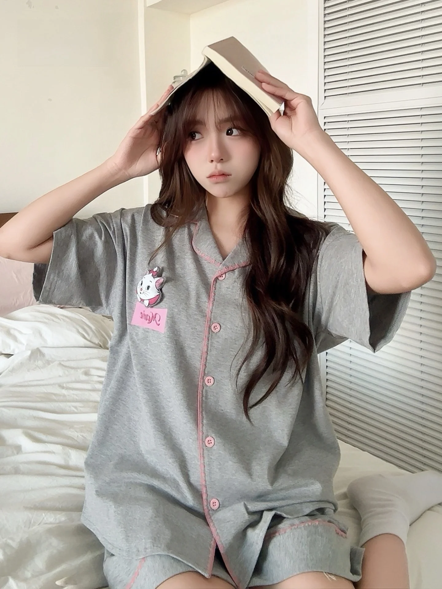 pyjama-d'ete-en-pur-coton-a-manches-courtes-pour-couples-motif-dessin-anime-mary-vetements-d'interieur-et-d'exterieur