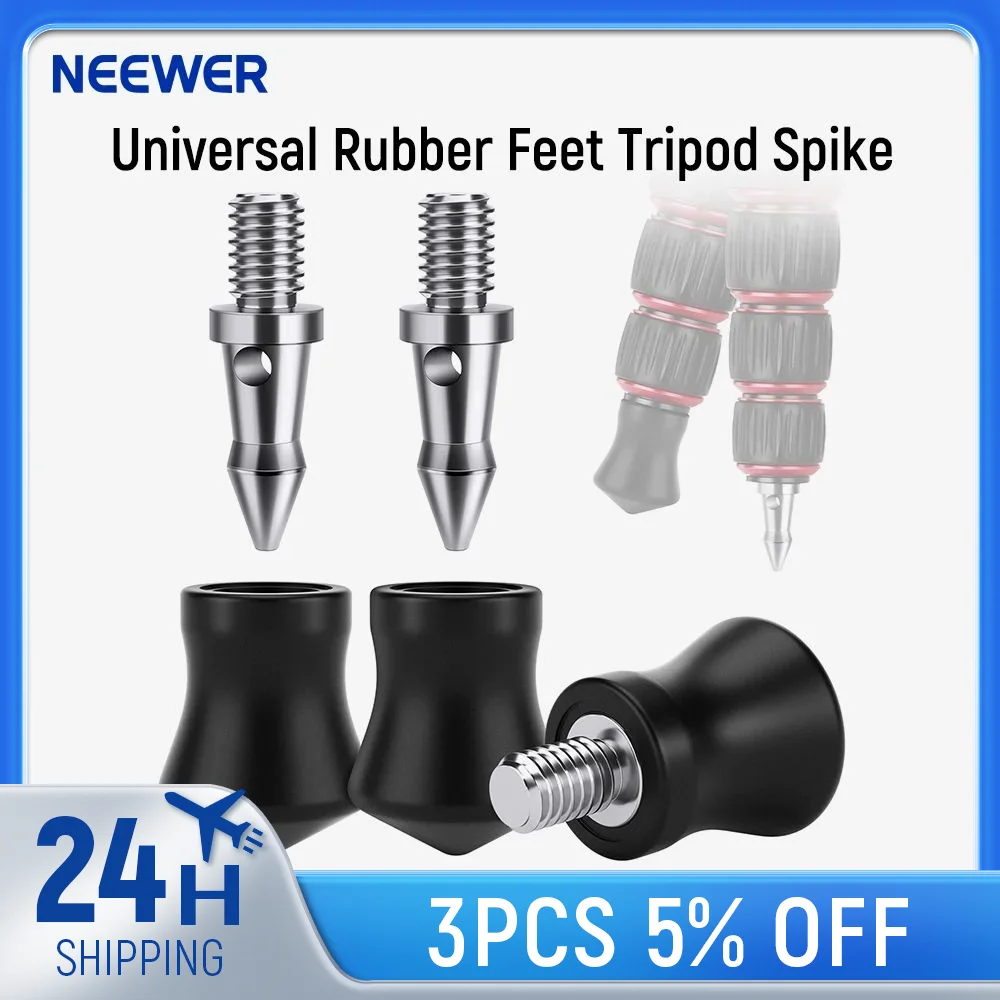 NEEWER 3 PCS Feet Tripod Spike， Non-Slip Tripod Feet for Uneven Ground，3/8”-16 Replacement Spike For Andoer Benro Induro Kingjoy