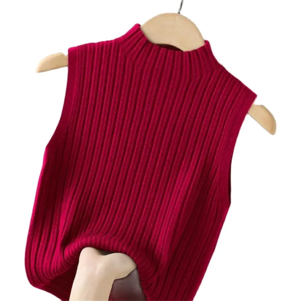 

Casual Tops Sleeveless Knit Sweater Autumn Bottoming Shirt Fashion Solid Knit Slim Thin Shirt Women Elegant Blusas Jumpers