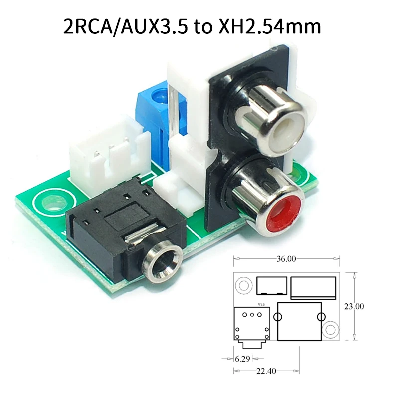 UNISIAN Audio Connection AUX 3.5mm RCA do XH2.54mm płyta Adapter sygnału do DIY wzmacniacza