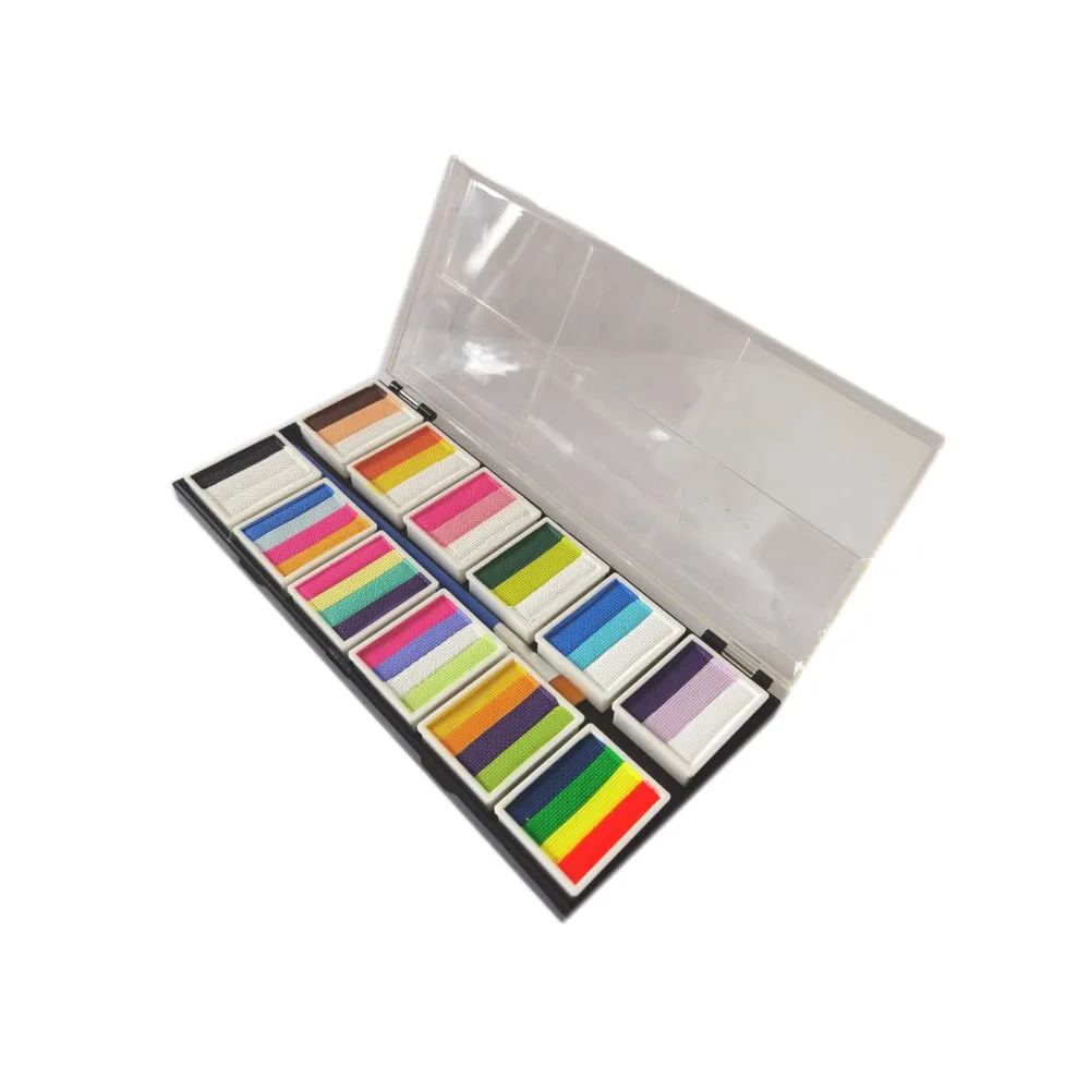 

12 Split Liners Pallet Water Activated body painting Rainbow Colors Hydro Face Paint Palette