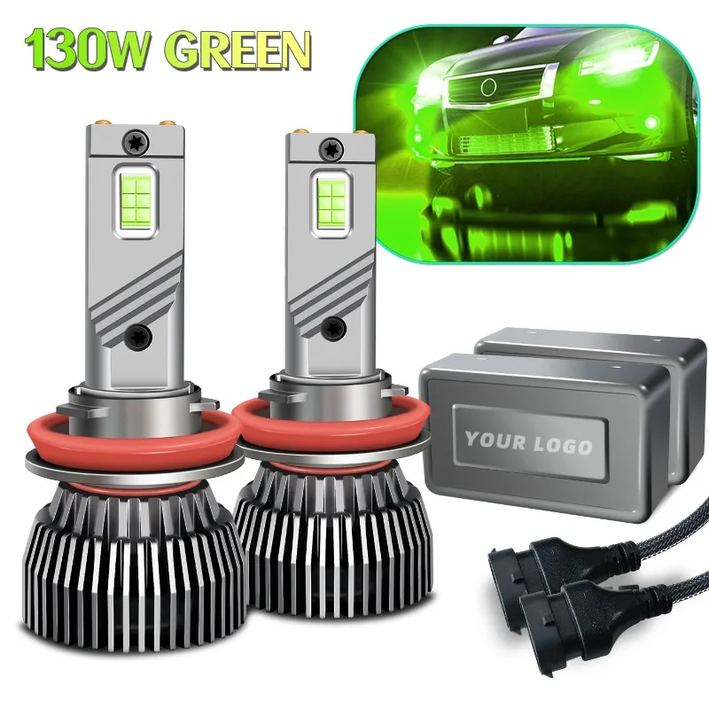M6 65W Dual Copper Tube H11 Super Bright Lime Light 9006 LED Car Headlight 881H3 Green Fog Light PSX26WCar Fog Light H4 H1 H7