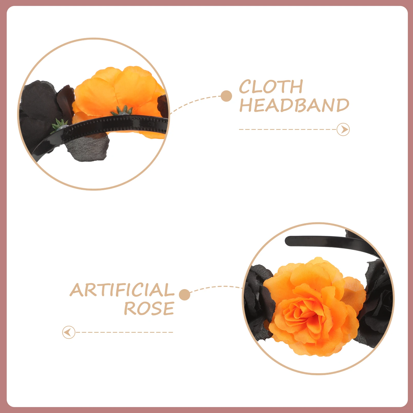 

s Black Yellow Fabric Headband Elegant Rose Hair Band Beautiful Workmanship Charismatic Design Party Picnic Wedding