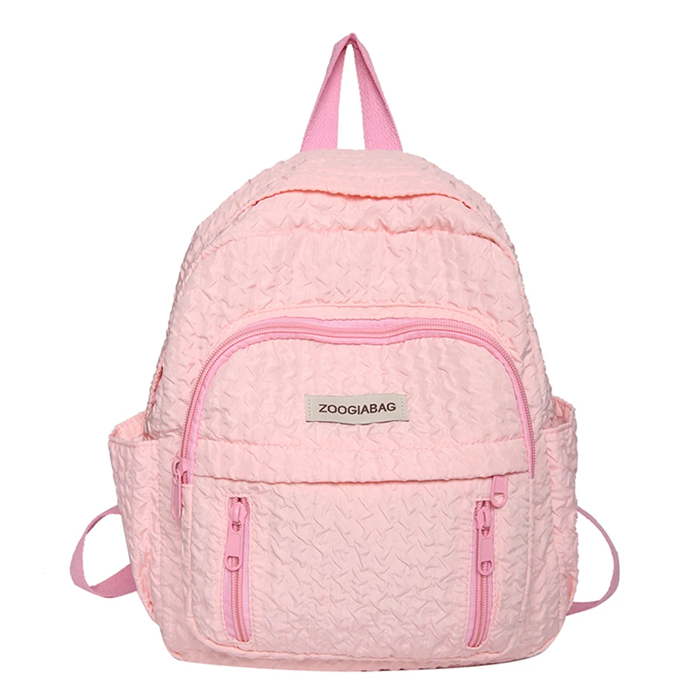 Zaino per studenti Borsa da scuola in nylon tinta unita Pieghe multitasche Leggero Resistente ai graffi Gioco all'aperto regolabile
