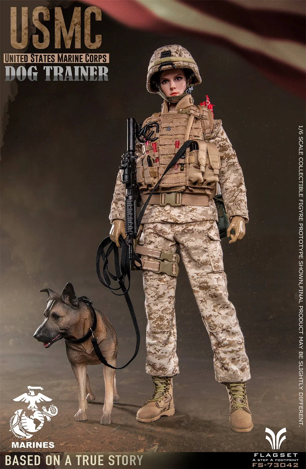 In magazzino FLAGSET FS73042 1/6 USMC Dog Trainer modello soldato femminile 12 ''Action Figure Set completo giocattolo da collezione