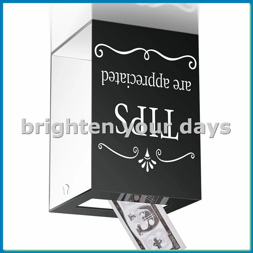 Acrylic Tips Jar for Restaurant Donation Suggestion Box Collection Donation Money Storage Container Raffle Cash Box-A12I