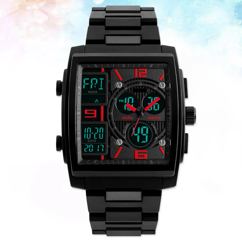 

Outdoor Sports Watch Men'S Digital Waterproof 50M Light Military Style Large Square Resin Glass Pc Case
