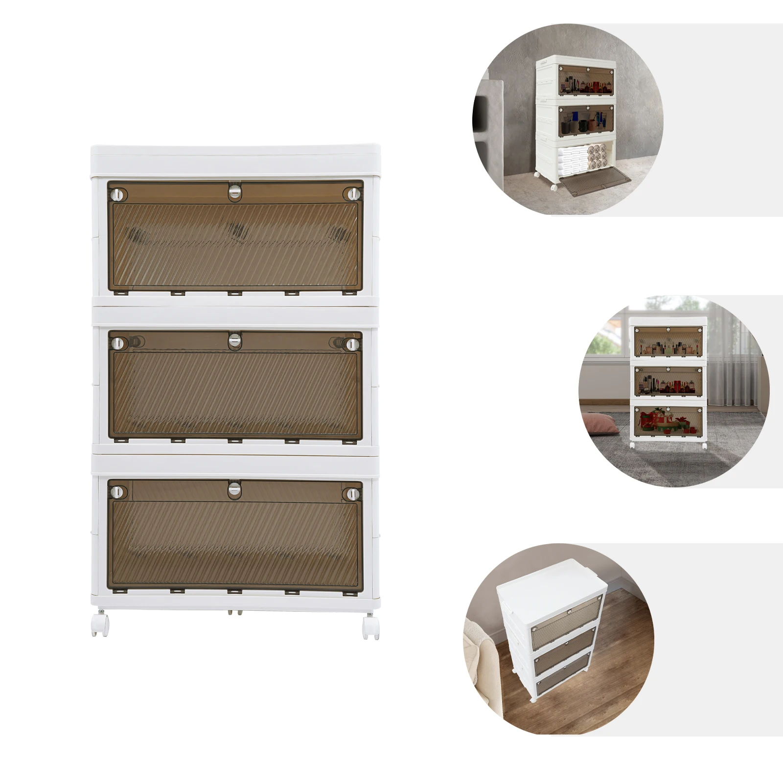 62 cm stapelbare Schrank-Organizer, Aufbewahrungsbehälter mit Deckel, stapelbare Aufbewahrungsbehälter mit Rädern – 3./4. Etage