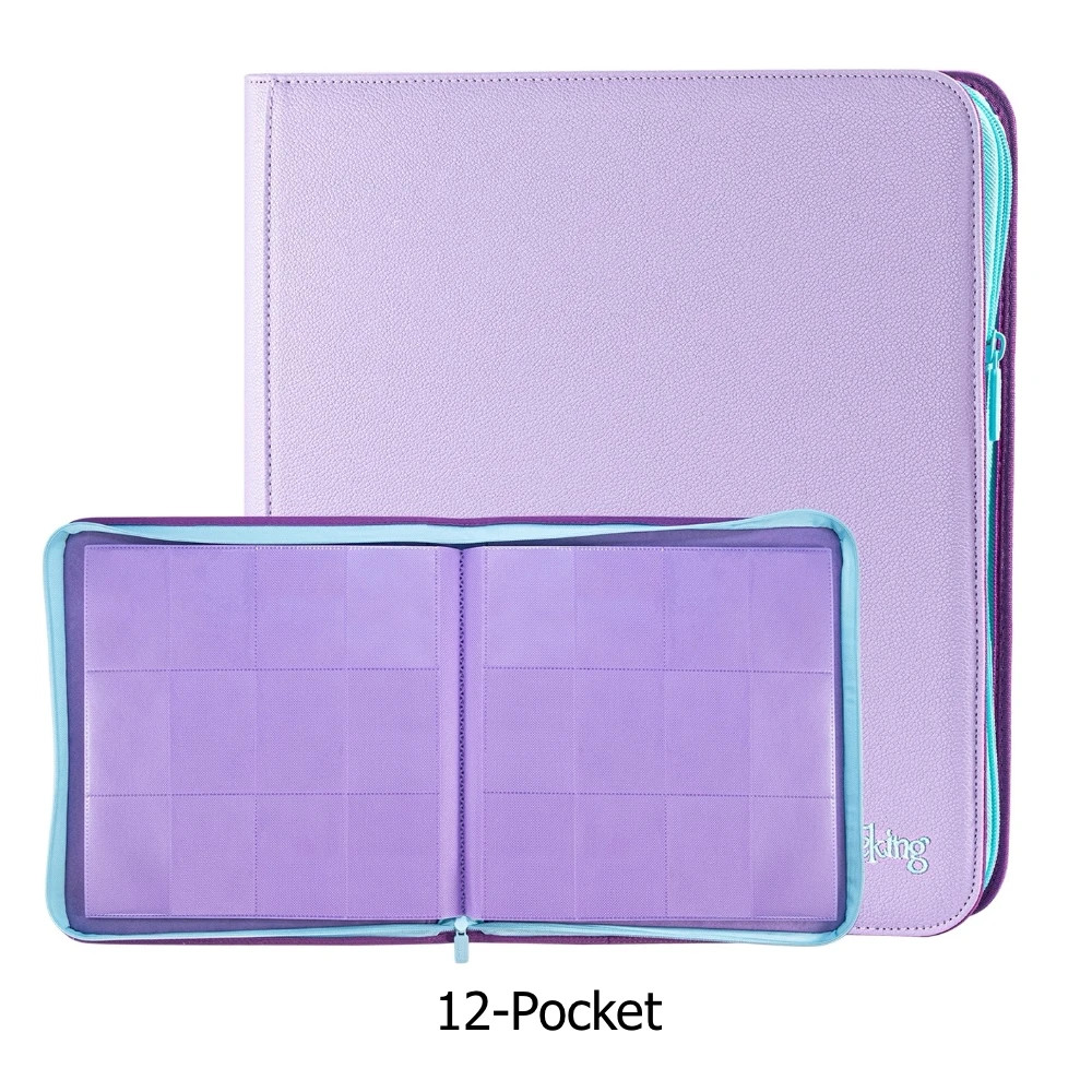 Sanseking PU Leather Zipper Card Binder 4/9/12 Pocket Trading Card Album Embroidery Log for Pokemon TCG Sports Cards