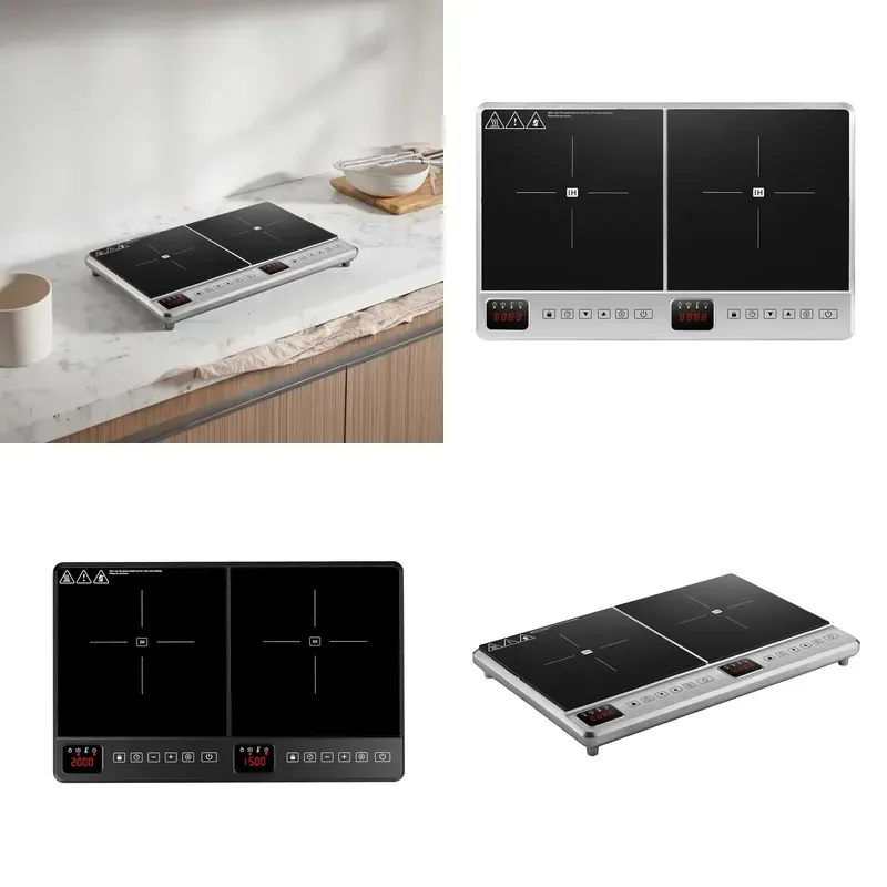 Double Head Waterproof 2000W 1500W Desktop Induction Cooker Microcrystalline Panel Electric Stove Household Hotel CE CB