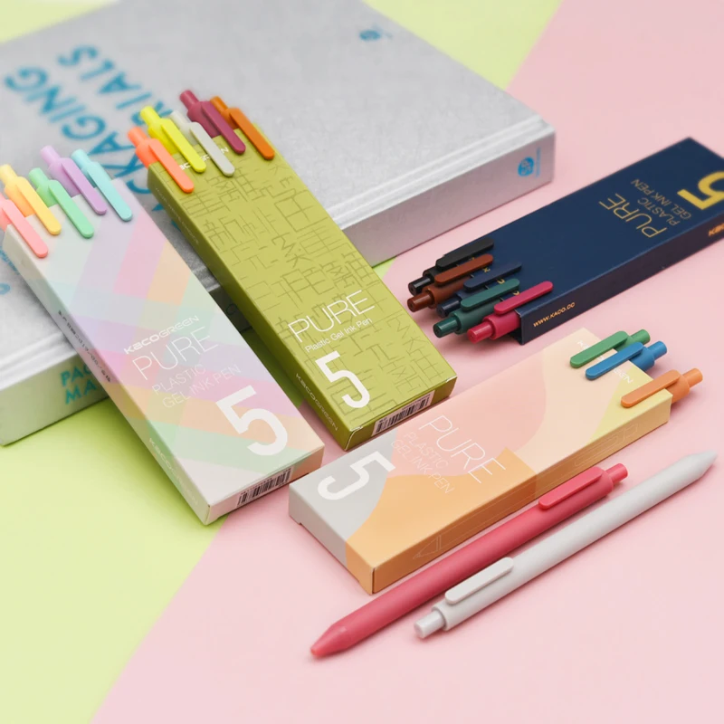 Kaco 5PCS/Set Gel Pen Morandise Macaroon Retro Colors Sign Pen Stationery 0.5MM Color Ink Macaron Pens for School Office