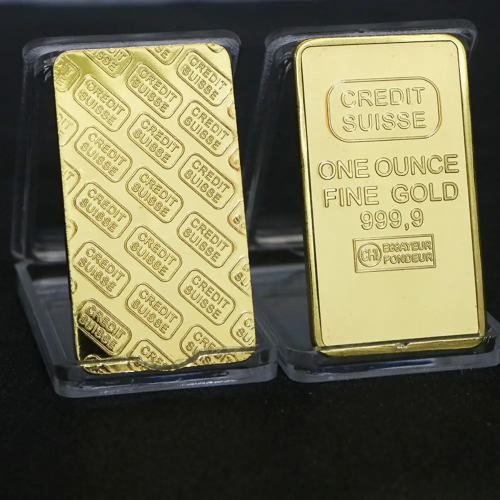 Fine Gold Gold Plated Bullion Bar Modern Funny Swiss Bank Gold Bullion Bar with Different Serial Suisse Gold bar Home