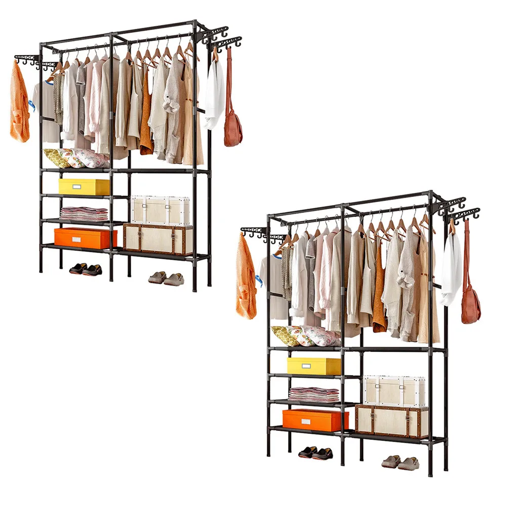 2Quantitie Clothes Hanger Coat Rack Floor Hanger Storage Wardrobe Clothing Drying Racks Porte Manteau Kledingrek Perchero De Pie