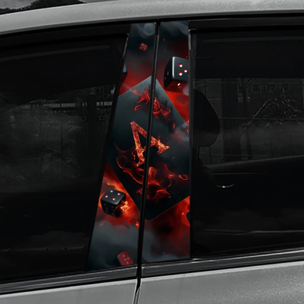 Fire Poker PET Car Stickers Waterproof DIY Auto B-pillar Playing Card Decoration Cover Scratches Universal Vehicle Decals