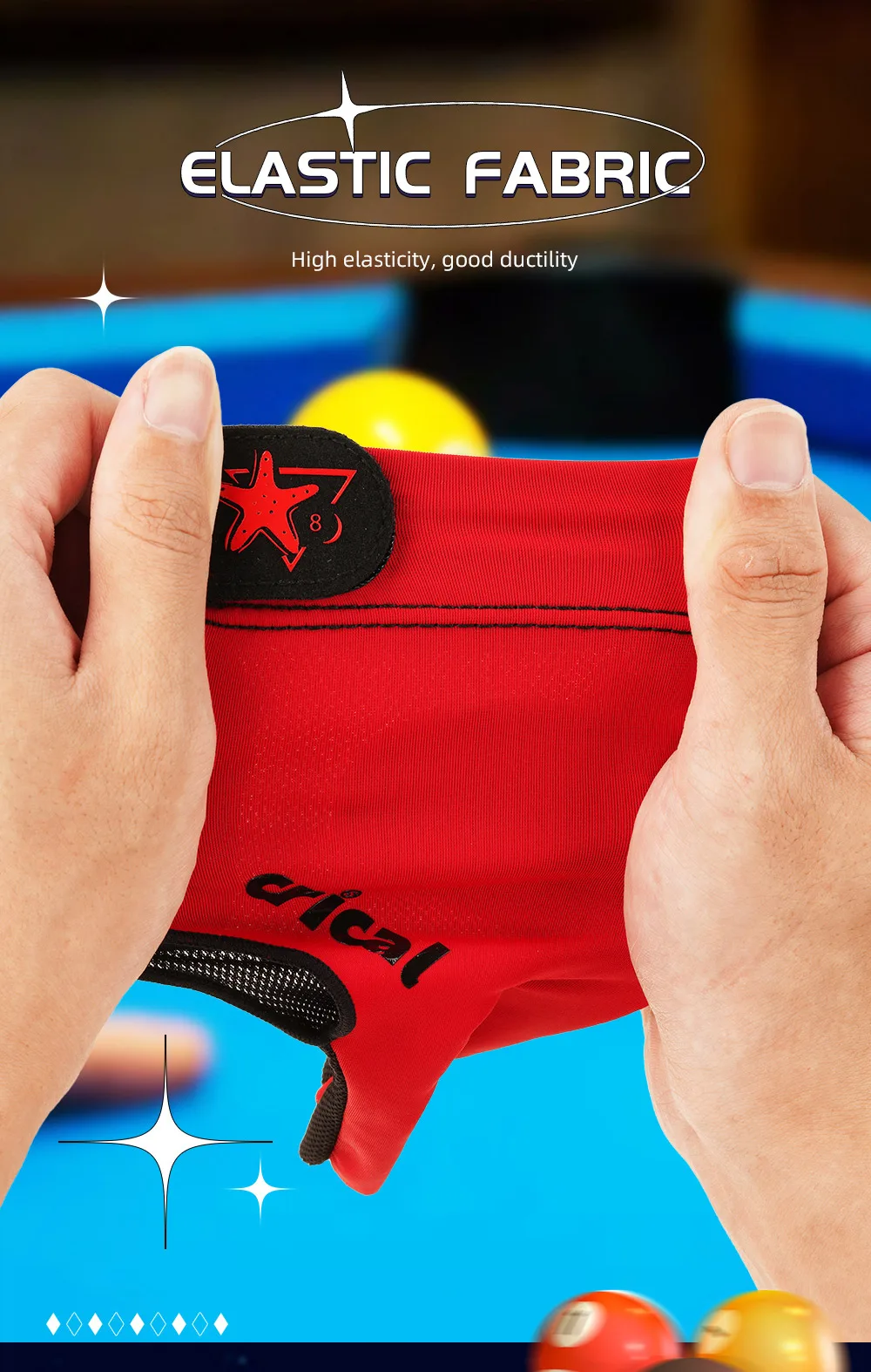 CRICAL 3-Finger-Billardhandschuh, bequeme Lycra-Snooker-Queue-Handschuhe, rechte und linke Hand, Billard-Trainingshandschuhe, Zubehör – Detail 5