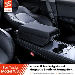 YZ Per Tesla Model Y/3 Highland Scatola bracciolo centrale scatola portaoggetti con aspirazione magnetica Accessori interni automobilistici