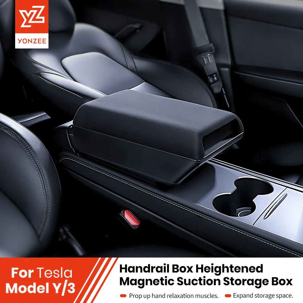 YZ  For Tesla Model Y/3 Highland Central armrest box magnetic suction storage box Automotive interior accessories