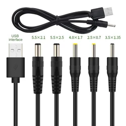 1M USB to DC Port Charging Cable Cord DC Plug Jack 5.5x2.1 5.5x2.5 3.5x1.35 4.0x1.7 2.5x0.7mm Power supply Extension Wire