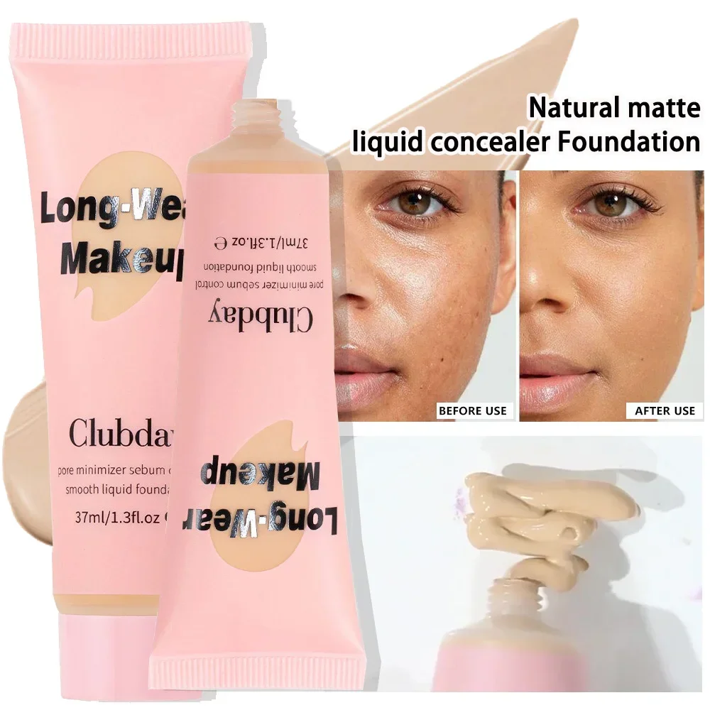 

Long-Wear Concealer Liquid Foundation Pore Minimizer Waterproof Face Base Makeup Foundation Natural Matte Professional Cosmetics