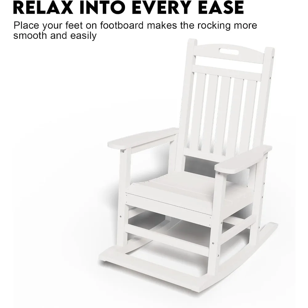مجموعة كراسي هزازة خارجية HDPE مناسبة لجميع الأحوال الجوية مكونة من 2، هزازات فناء الشرفة مع لوح قدم للبالغين، استرخاء جهدًا