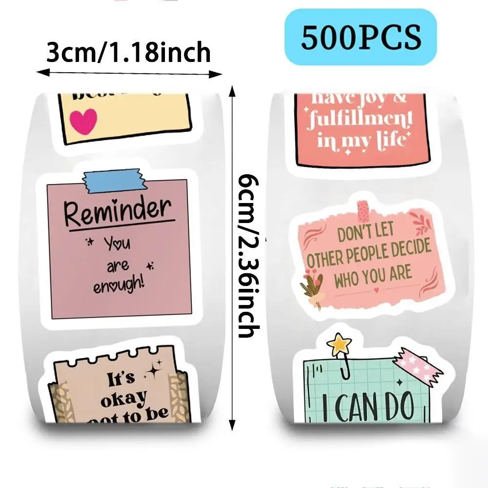 Self-Affirmation Motivational Stickers（Roll）, 500PCS Inspirational Quote Waterproof Stickers for Water Bottles Laptop Scrapbook
