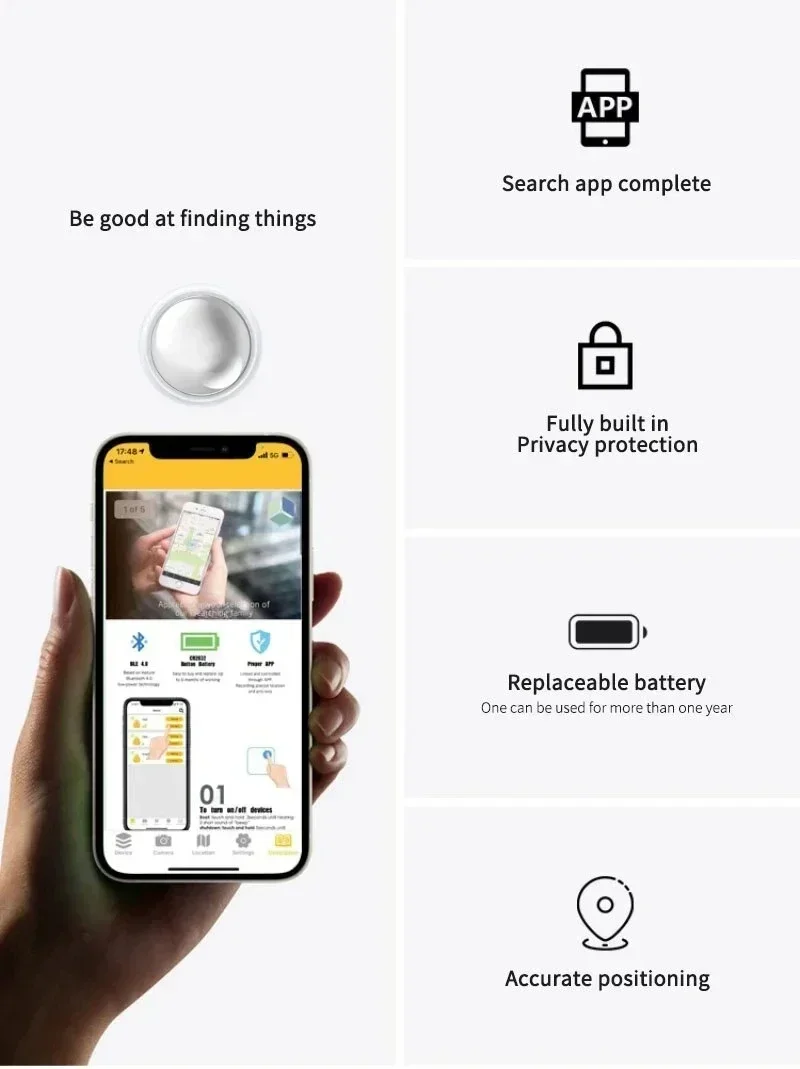New Mini GPS Tracker System Find My App Air Tag Smart Bluetooth Locator Child Finder Bag Anti-Loss Pet Collar With Tracker