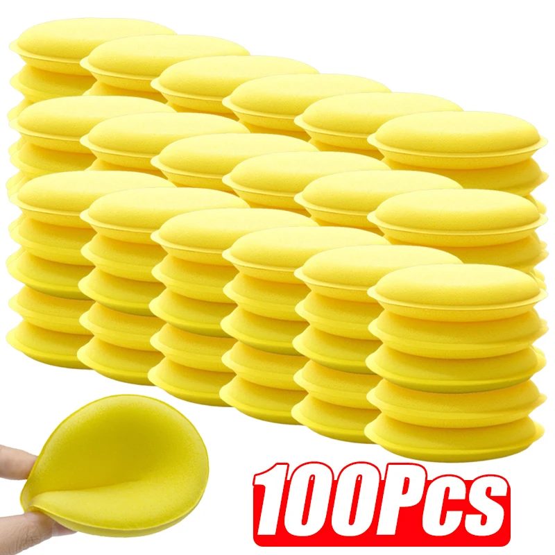 100/50Pcs High Density Car Waxing Polish Sponges Foam Applicator Pads Round Curing and Polishing Sponges Car Detailing Tools