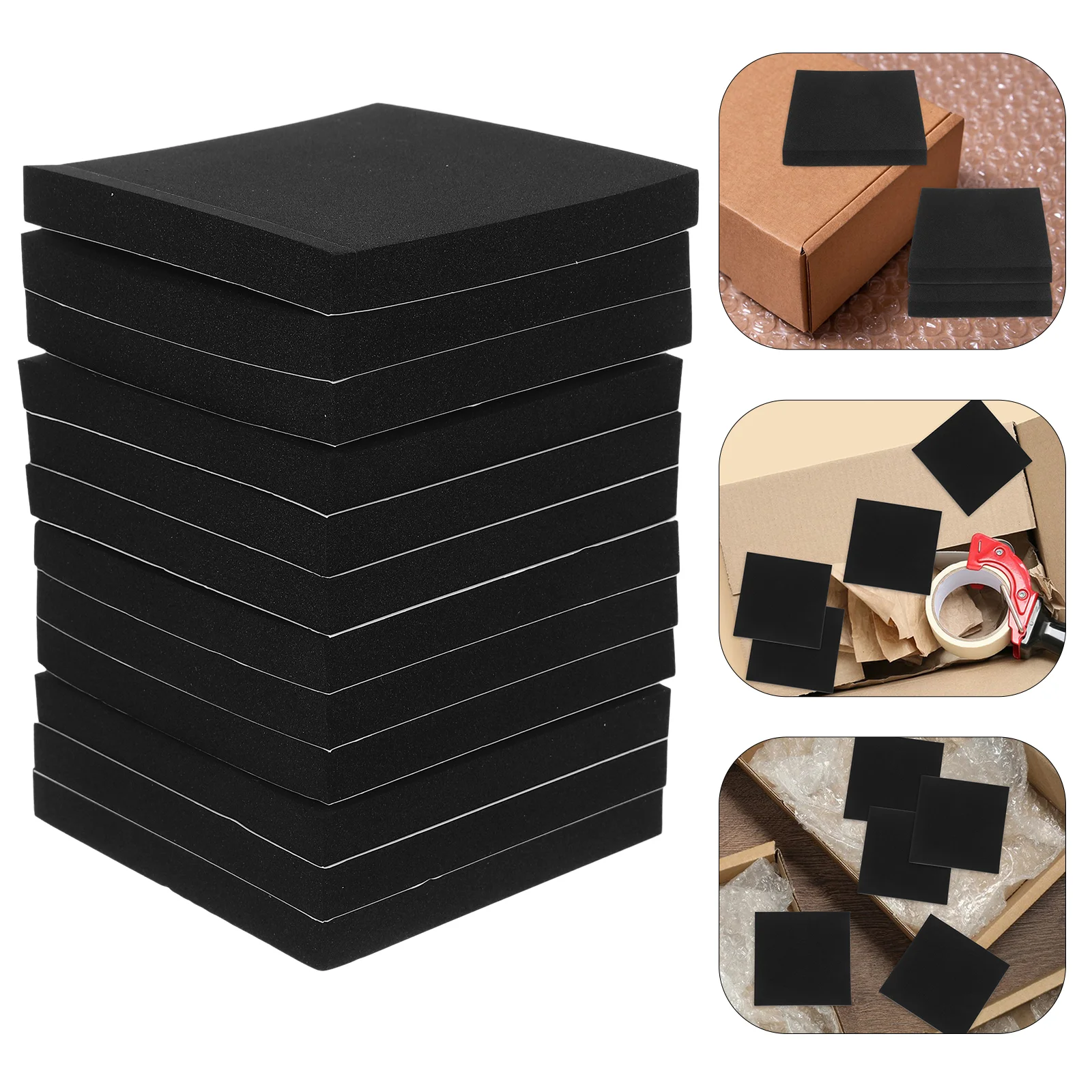 

12 Pcs Foam Pad Square Pads Blocks Oil Resistant Vibration Reduction 1000X1000X120CM Adhesive Backed Insulation Black