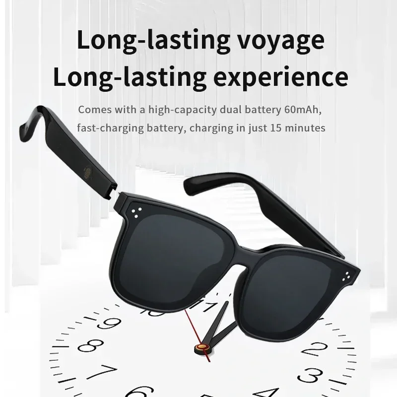 2024 New Smart Glasses Bluetooth Audio Sunglasses UV Isolated  Wireless Eyewear Earphone Headset Support 15 Minutes Fast Charge