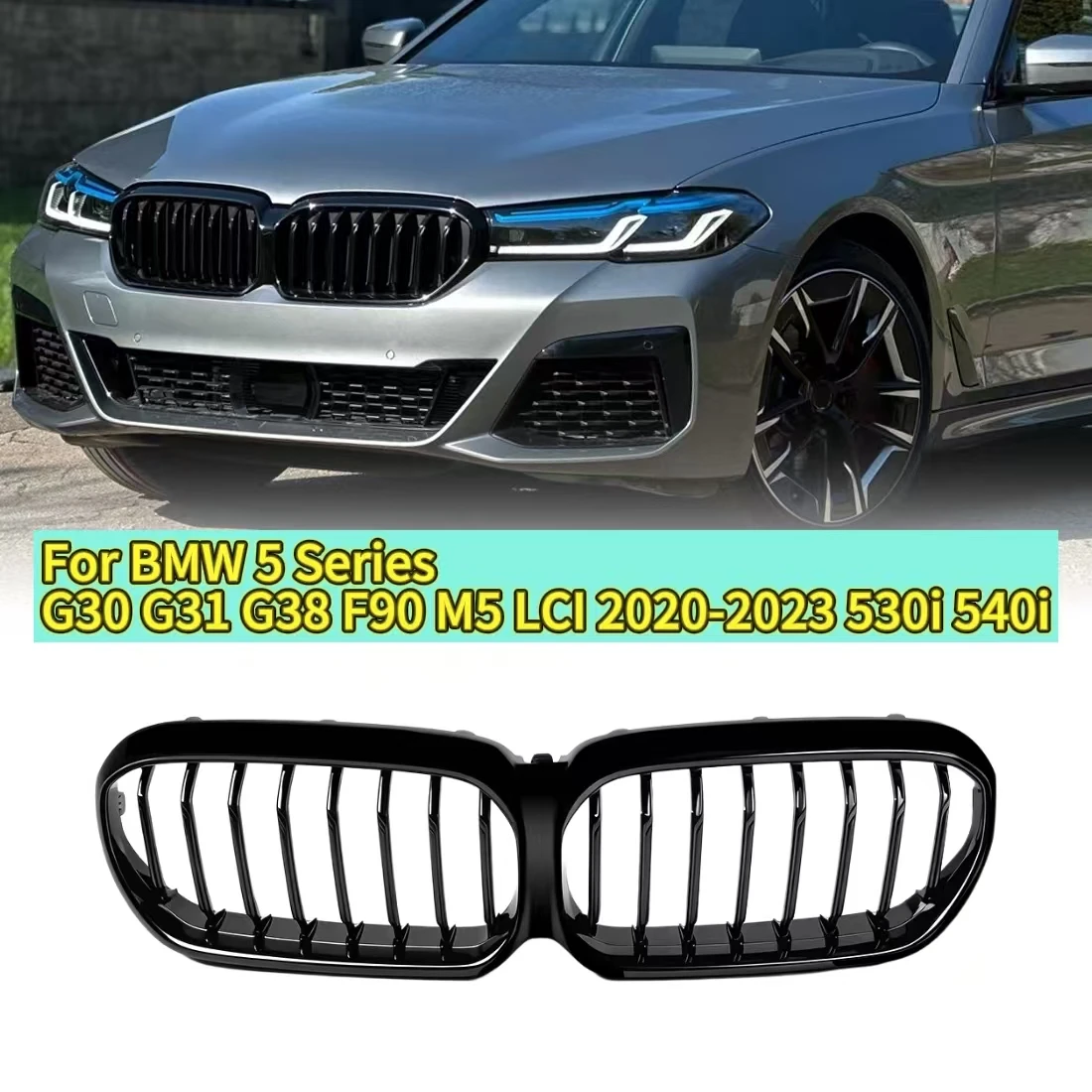 

Передняя решетка бампера для BMW 5 серии G30 G31 G38 F90 M5 LCI 2020-2023 530i 540i, одинарная/двойная линия, гоночная решетка