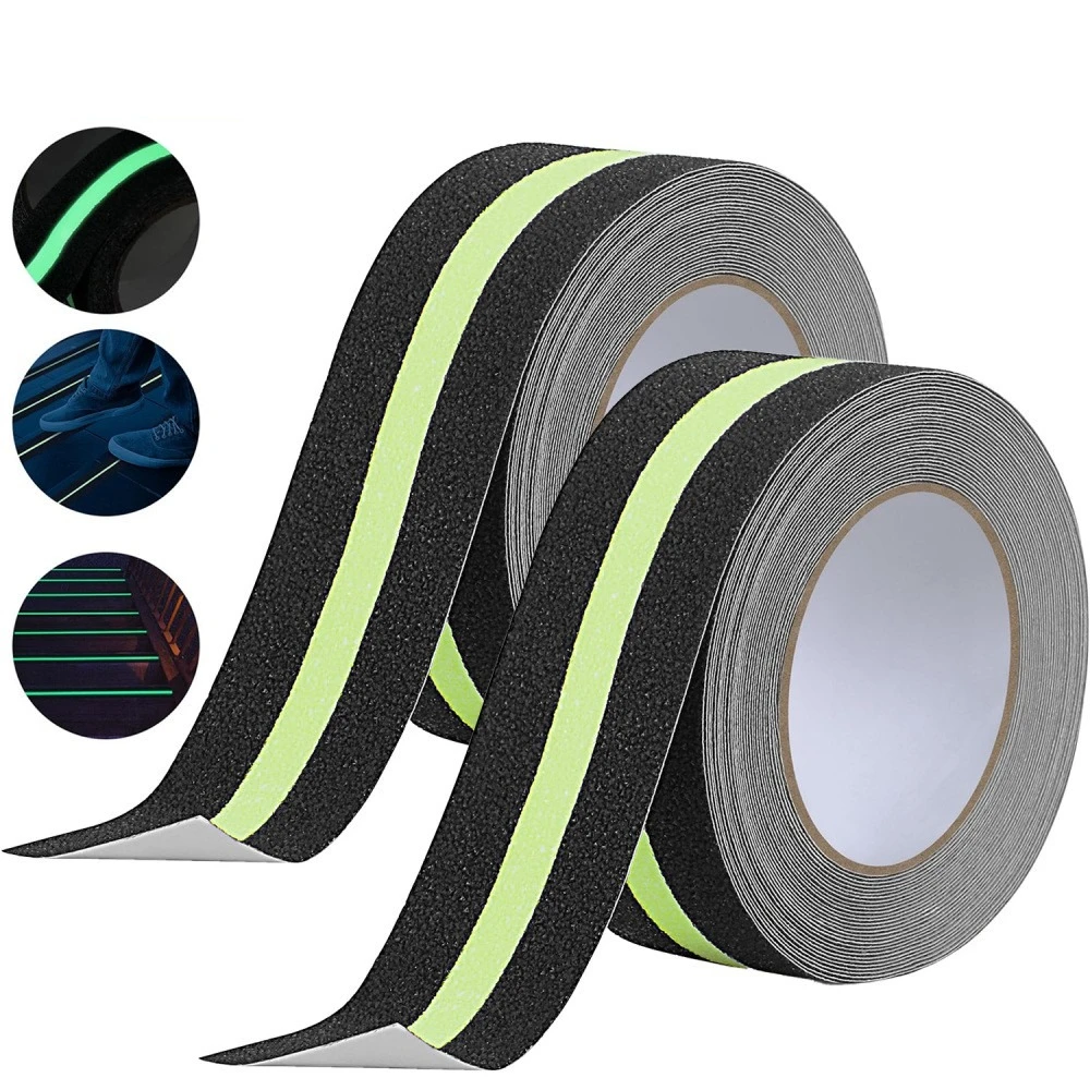Nastro antiscivolo a strisce verde scuro brillante, gradini autoadesivi per scale, gradini di sicurezza antiscivolo, per interni ed esterni, strisce adesive antiscivolo, 5×500CM