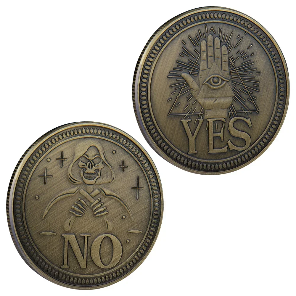 Yes or No Prediction Decision Souvenir Coin Ouija All-Seeing Eye or Death Gothic Copper Plated Commemorative Coins