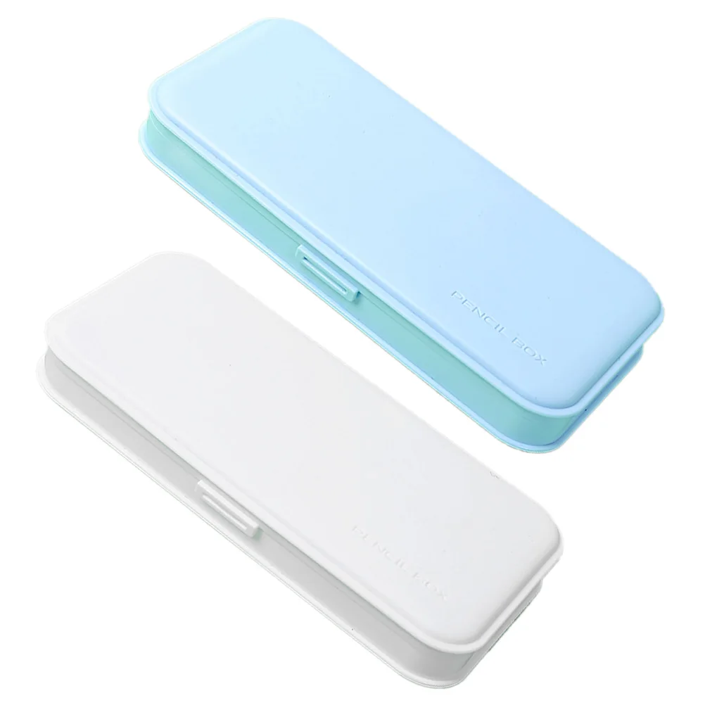 

2Pcs Stationery Box Pencil Case Compact Durable Portable Small Container PP Student Multi-functional Storage Pen Box