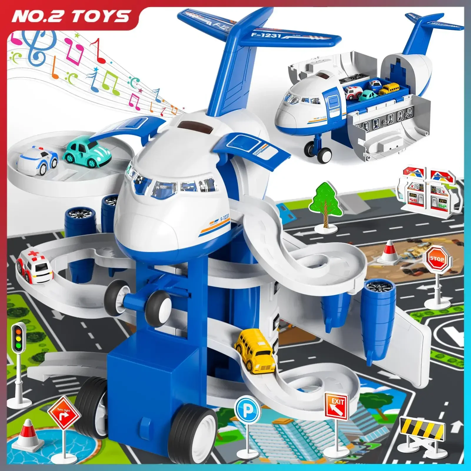 Model samolotu, wagon kolejowy, zabawki dla dzieci, mini wagon kolejowy, autko na ruch inercyjny, muzyka, symulowana torba, duży samolot pasażerski, zabawka, prezenty świąteczne