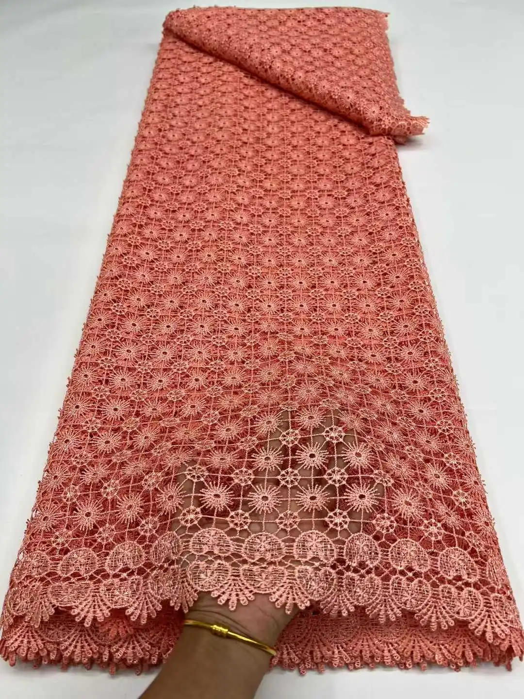 

African Guipure Cord Lace Fabric 2025 Latest Swiss Water Souble Net Lace Fabric For Sewing Party Dresses High Quality