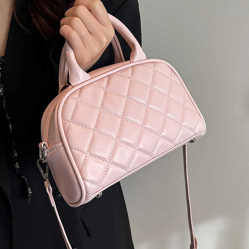 

Fashion Diamond Grid Single Shoulder Pillow Bags Women Solid Color Handbags Korean Style Comuting Crossbody Bag Female Day Pack