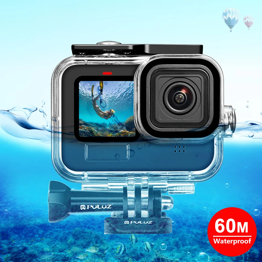 60 متر HD مقاوم للماء الإسكان واقية قذيفة ل GoPro بطل 13/12/11/10/9 الأسود السباحة الغوص عمل كاميرا الملحقات