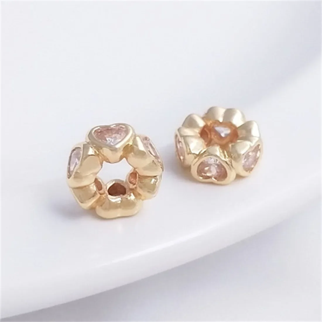 14K مطلية بالذهب الخوخ القلب الزركون فصل حبة الدائري على شكل قلب من خلال ثقب يدويا سوار قلادة مجوهرات Accessori #2