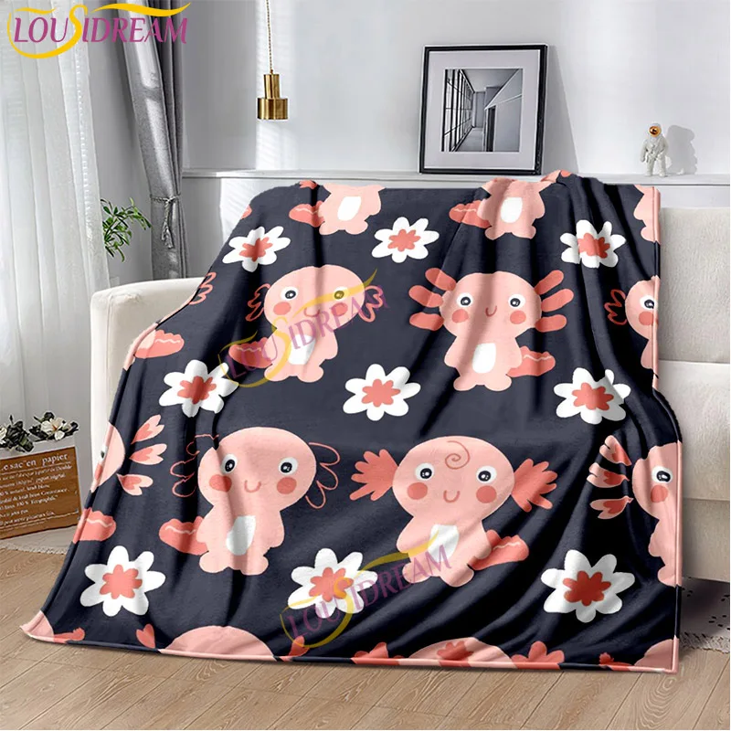 Cartoon animal Ajolote Soft Plush bedding Living Room Sofa Bedroom Bed Blankets Picnic  Printed Cute Axolotl Gift Blanket