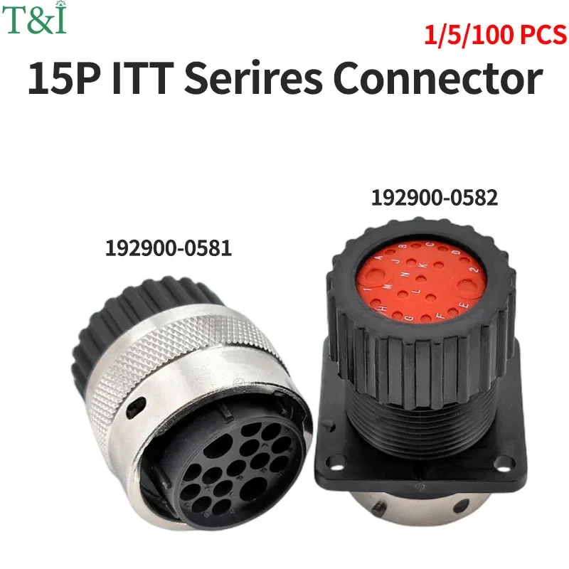 

1/5/100 PCS 15PIN ITT Series Aviation Socket & Plug Round Male & Female Waterproof Automobile Connector 192900-0581/192900-0582