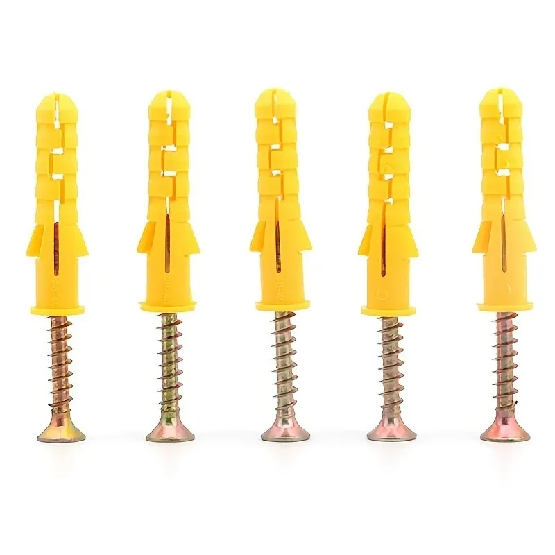 

100pcs Drywall Anchor & Screw Assortment Kit - 50 Plastic Wall Anchors & 50 Philips Flat Head Screws - M6 & M8 Galvanized Screws